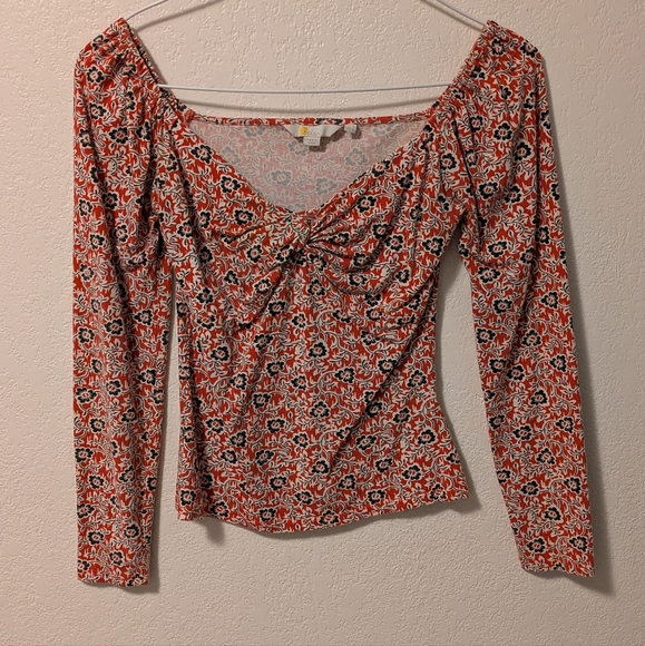 Boden Floral Long Sleeve Top - Red and Black - Picture 2 of 6